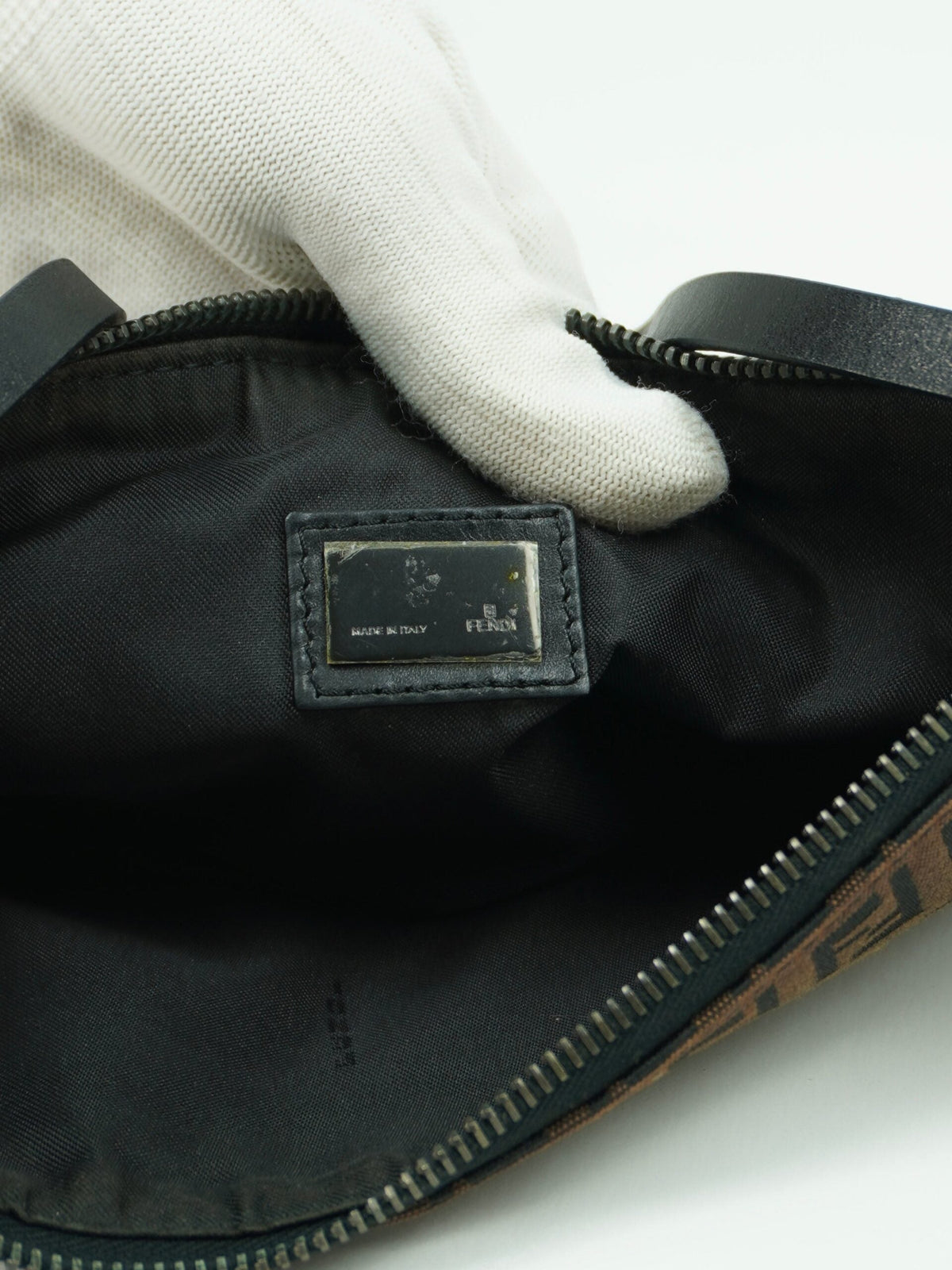 FENDI ZUCCA CRESCENT SHOULDER BAG