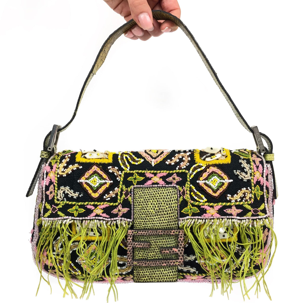 FENDI BEADED BAGUETTE SHOULDER BAG