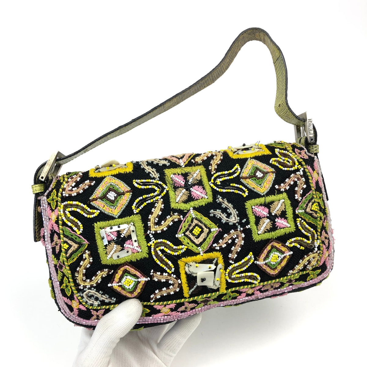 FENDI BEADED BAGUETTE SHOULDER BAG