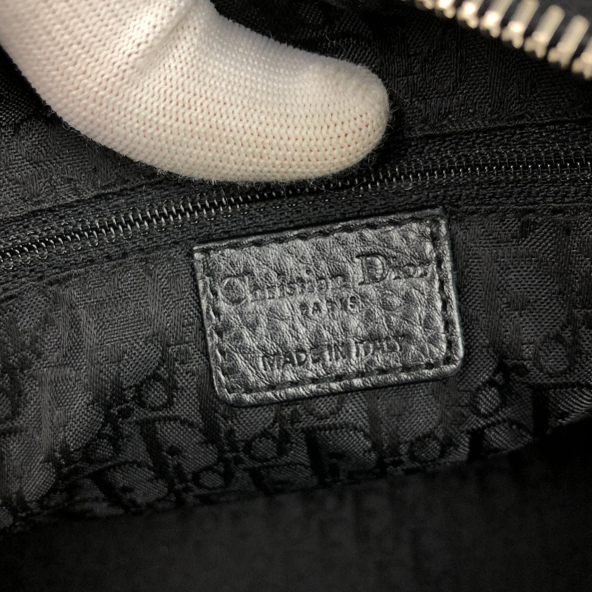 CHRISTIAN DIOR LEATHER BAG WITH SILVER HARDWARE