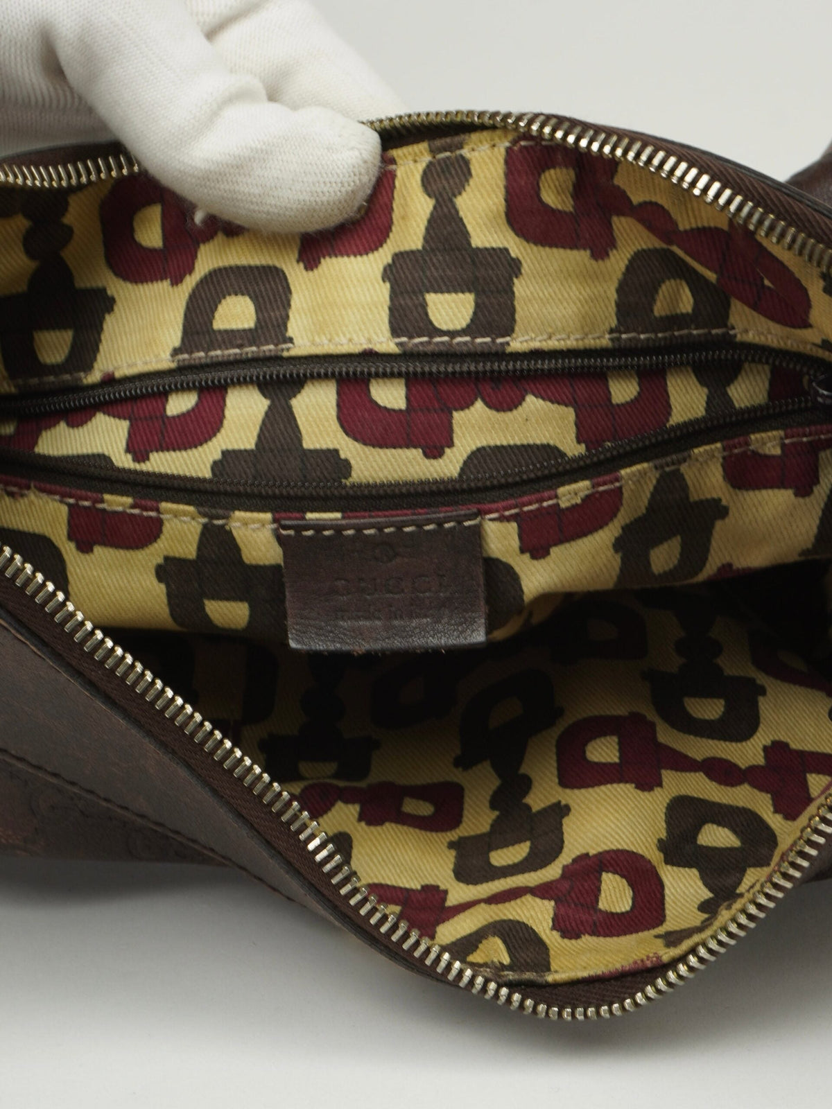 GUCCI MONOGRAM LEATHER ABBEY BAG