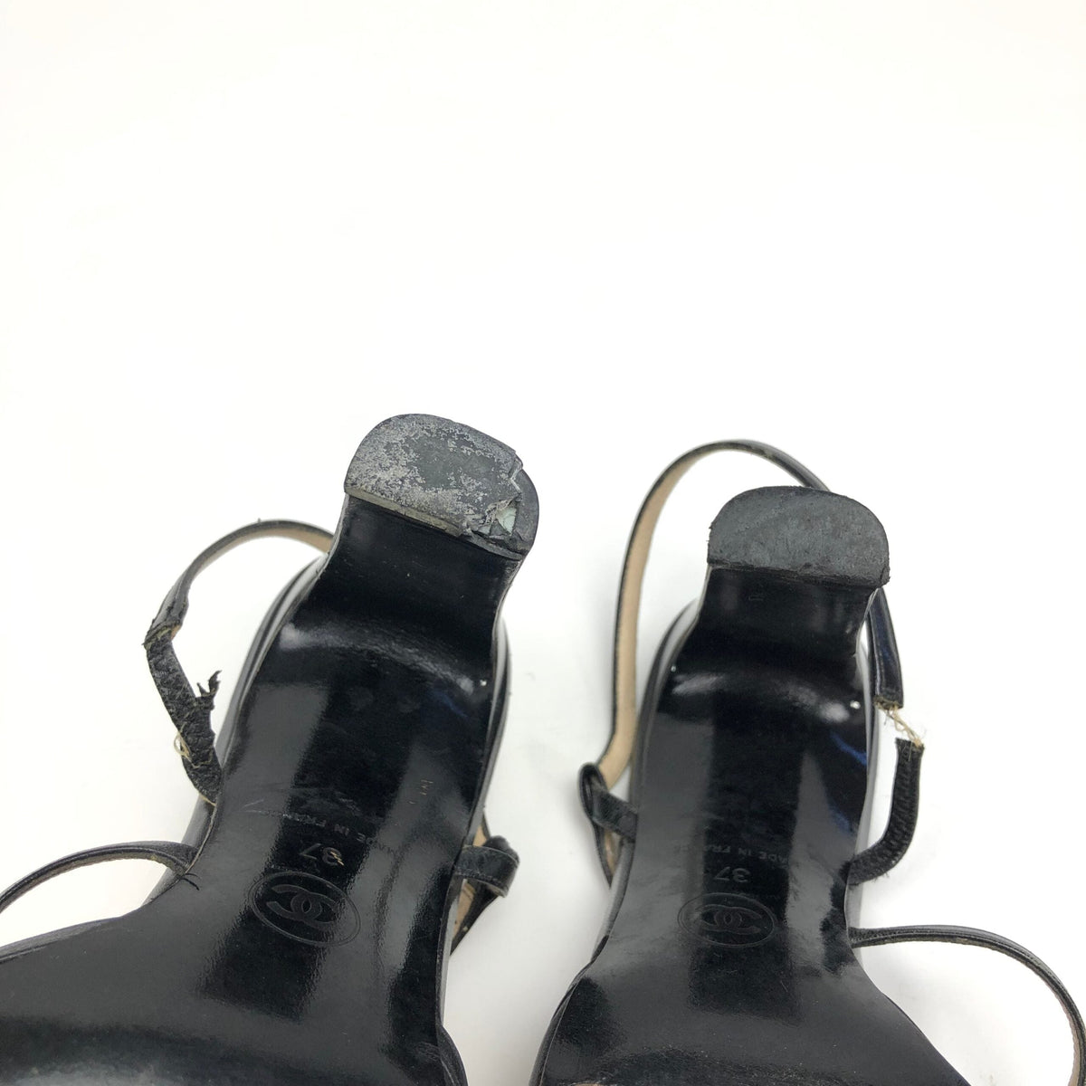 CHANEL LOGO SLING-BACK MULE HEELS -  UK 4 / US 6 / EU 37
