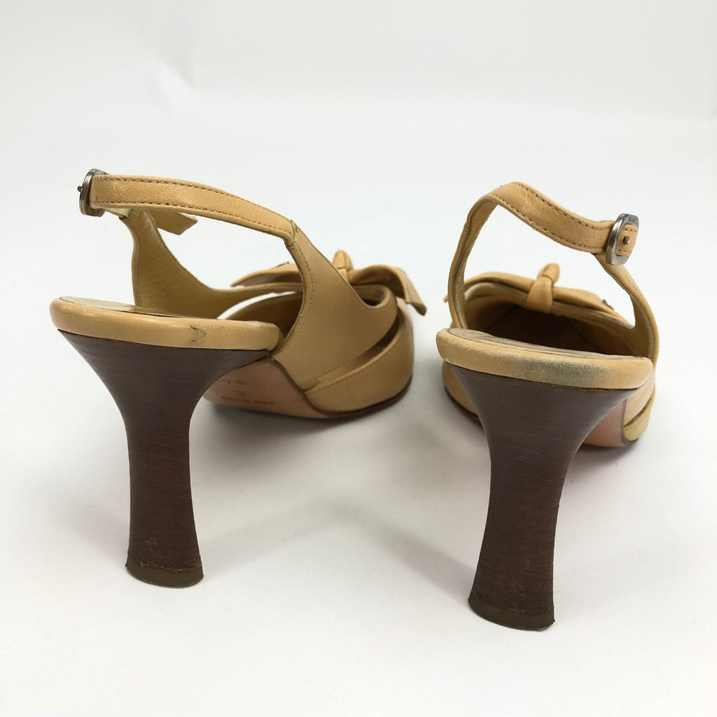 CHANEL LOGO BOW SLING-BACK HEELS -  UK 1.5, US 3.5, EU 34.5
