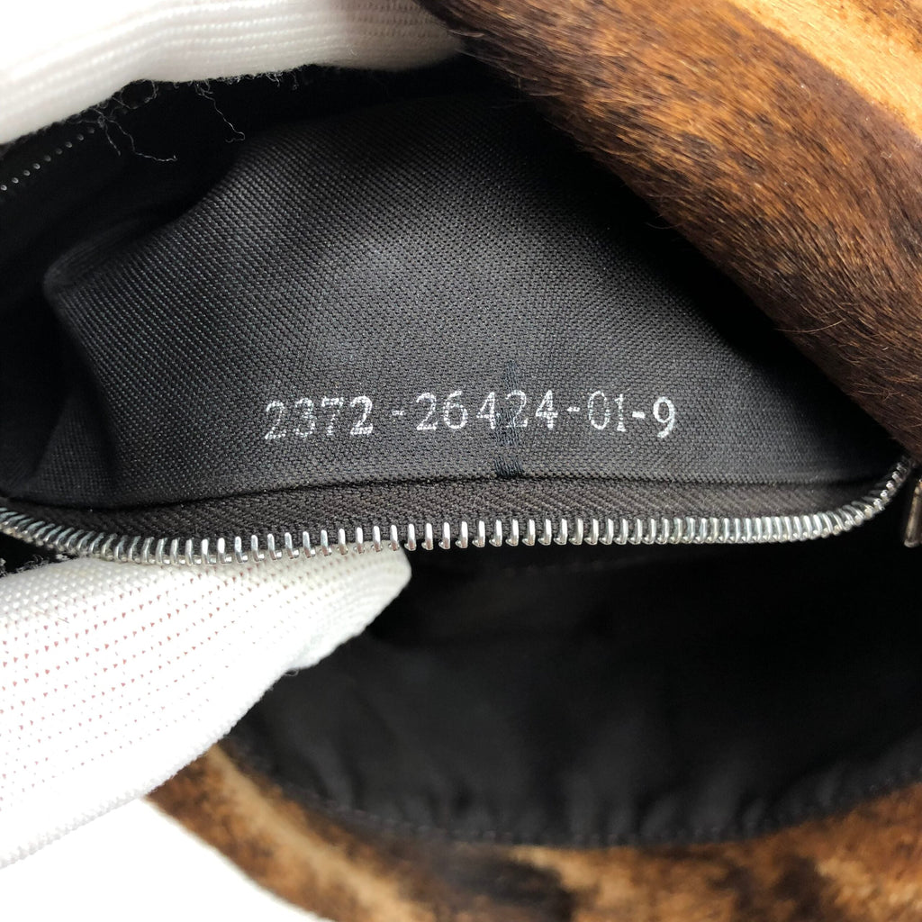 FENDI CALF HAIR BAGUETTE SHOULDER BAG