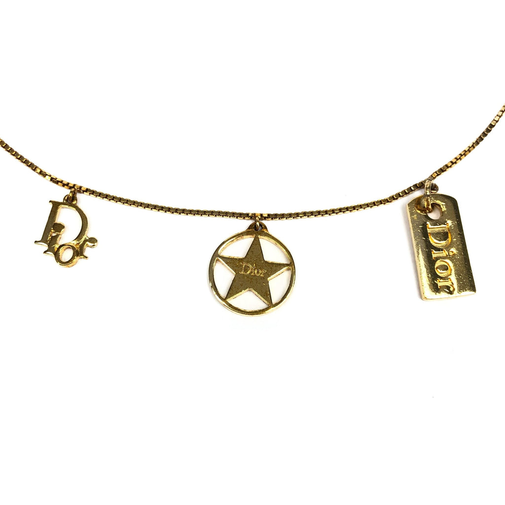 CHRISTIAN DIOR TRIPLE LOGO NECKLACE