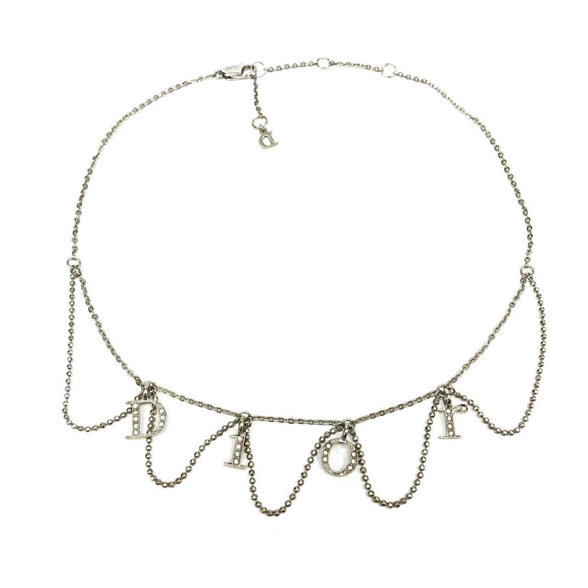 CHRISTIAN DIOR JEWELLED SPELL-OUT NECKLACE
