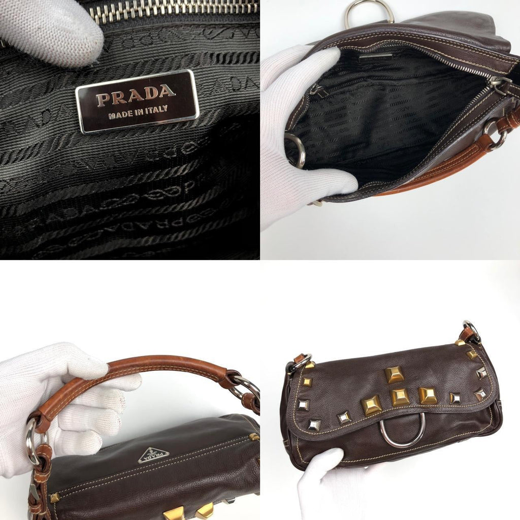 PRADA LEATHER SHOULDER BAG