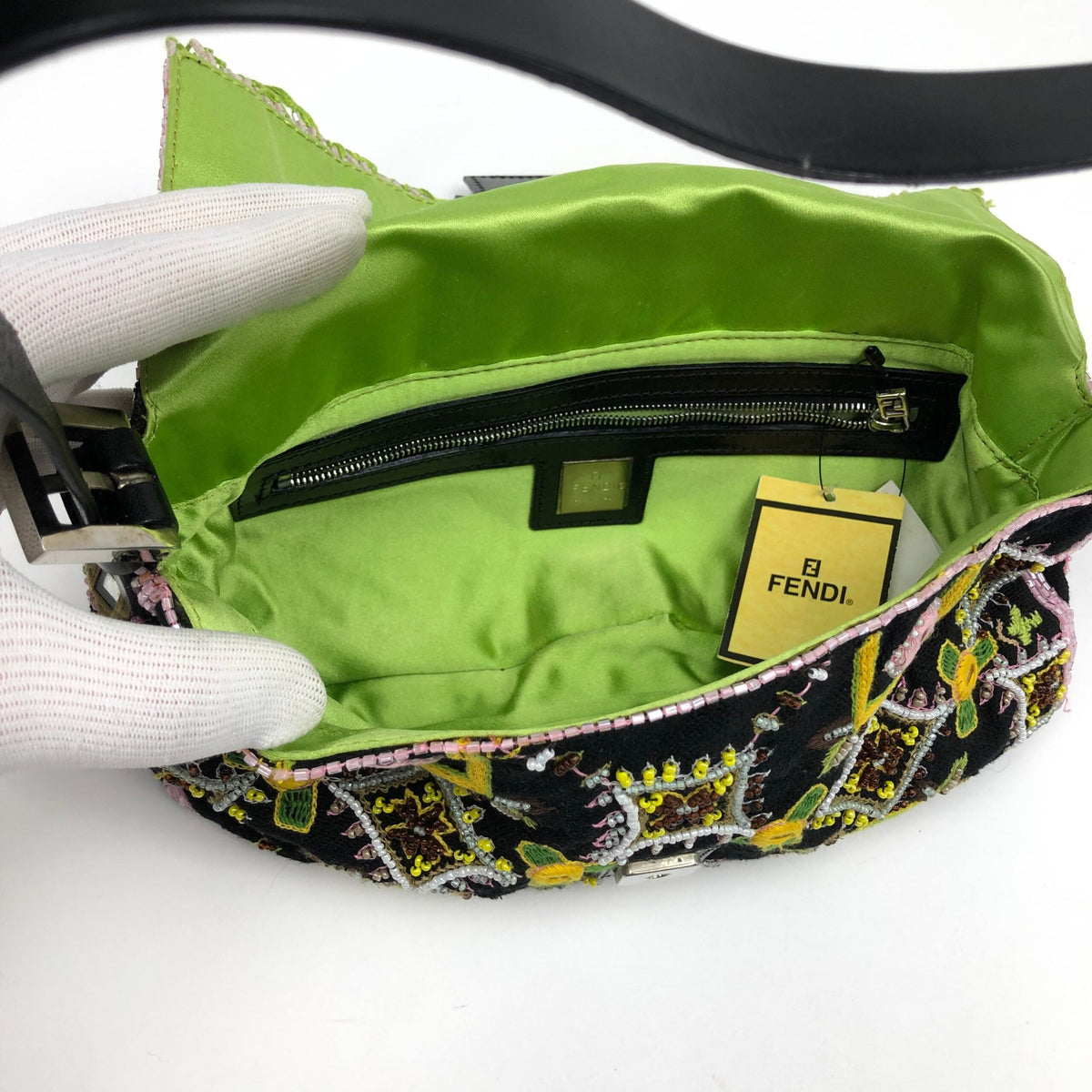 FENDI BEADED BAGUETTE SHOULDER BAG