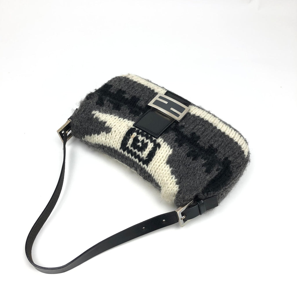 FENDI CASHMERE WOOL BAGUETTE SHOULDER BAG
