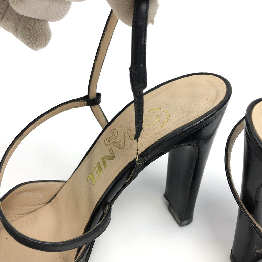 CHANEL LOGO SLING-BACK MULE HEELS -  UK 4 / US 6 / EU 37