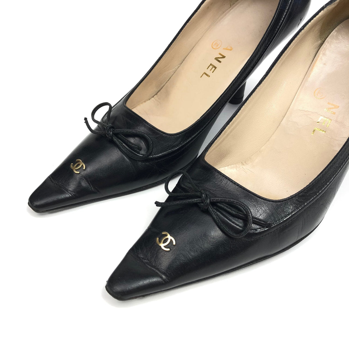 CHANEL LOGO BOW HEELS-  UK 3 / US 5 / EU 36