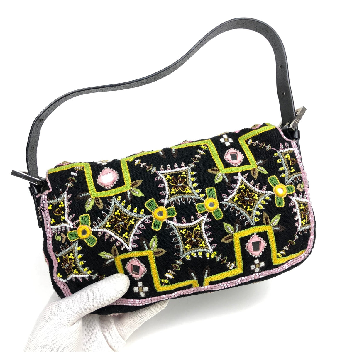 FENDI BEADED BAGUETTE SHOULDER BAG