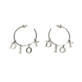 CHRISTIAN DIOR SPELL-OUT DIAMANTÉ HOOP EARRINGS