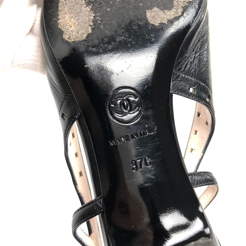 CHANEL LOGO SLING-BACK MULE HEELS