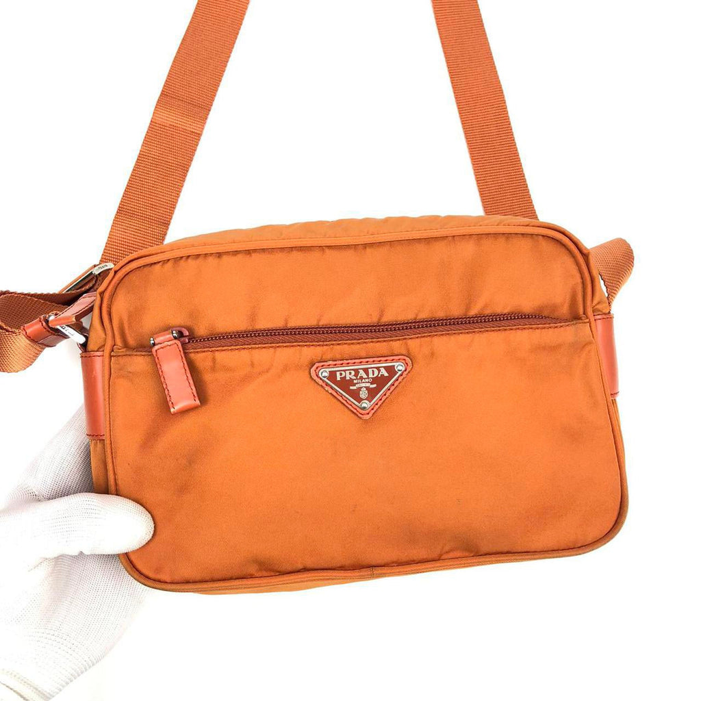 PRADA NYLON BURNT ORANGE CROSSBODY BAG