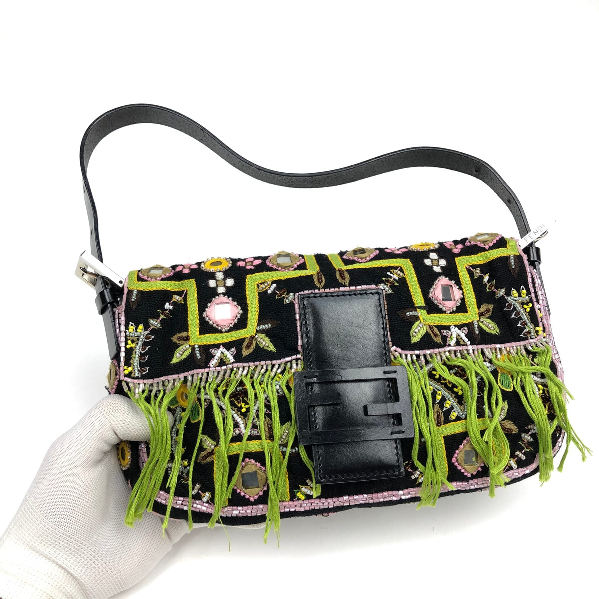 FENDI BEADED BAGUETTE SHOULDER BAG