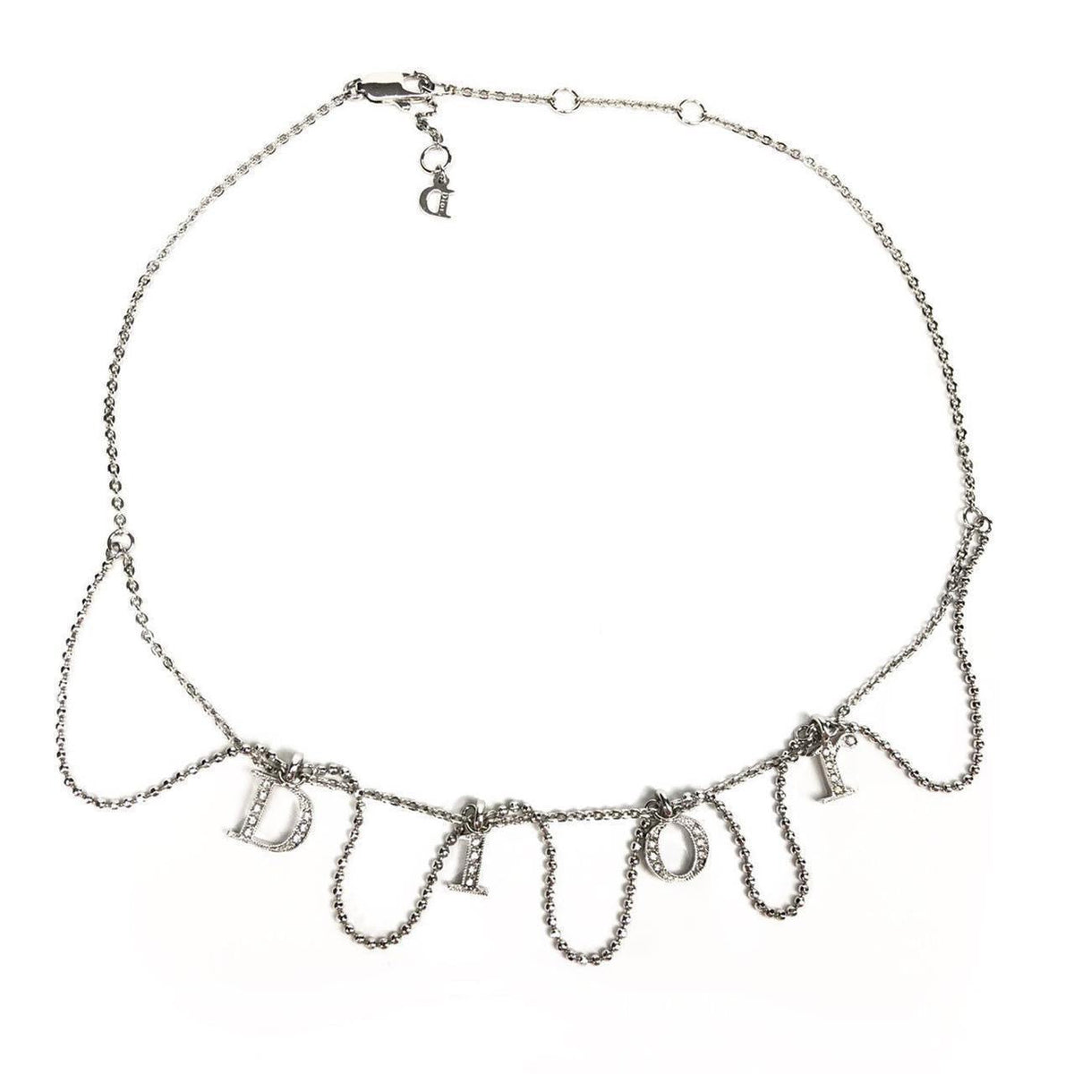 CHRISTIAN DIOR JEWELLED SPELL-OUT NECKLACE