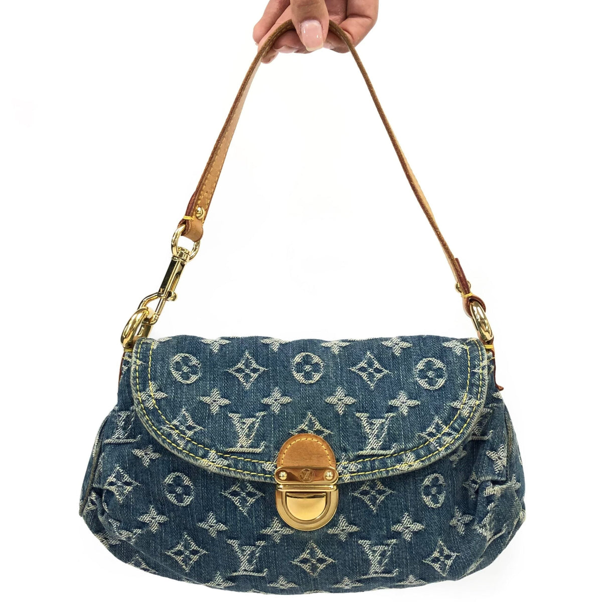 LOUIS VUITTON DENIM PLEATY SHOULDER BAG