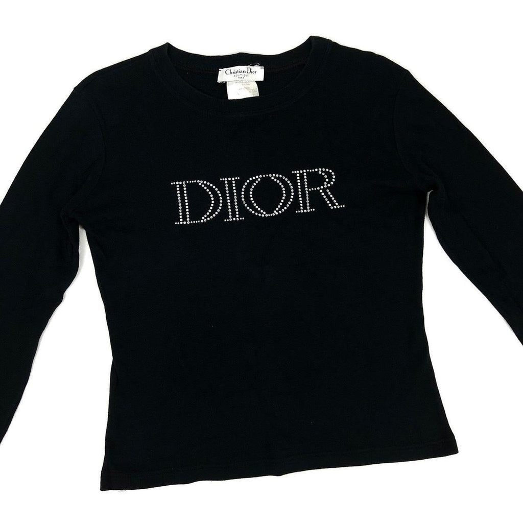 CHRISTIAN DIOR DIAMANTÉ SPELL-OUT LONG SLEEVE TOP