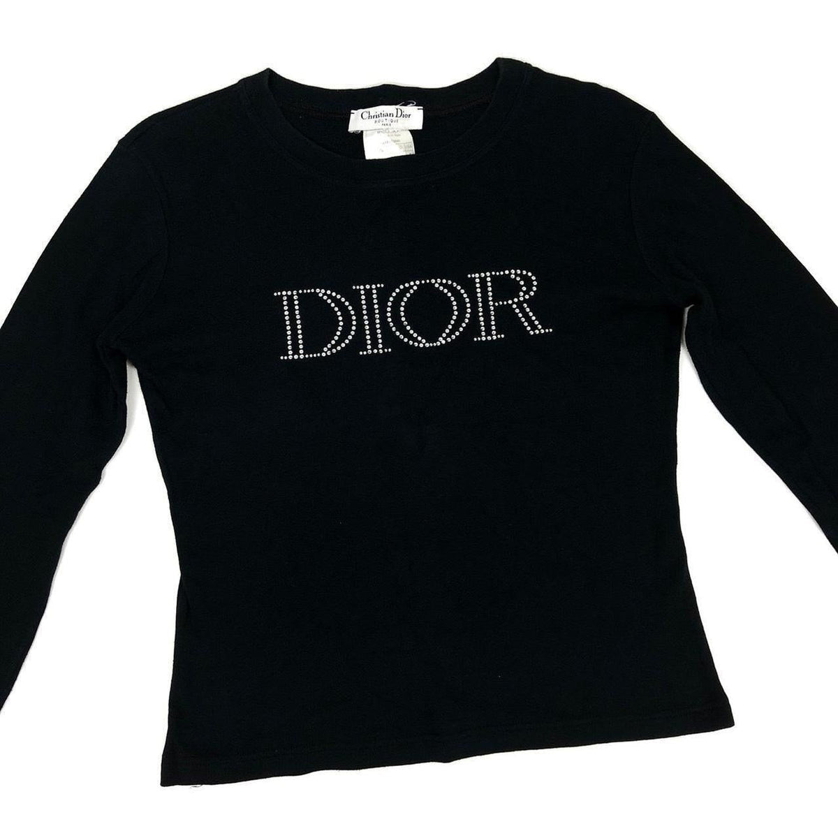 CHRISTIAN DIOR DIAMANTÉ SPELL-OUT LONG SLEEVE TOP